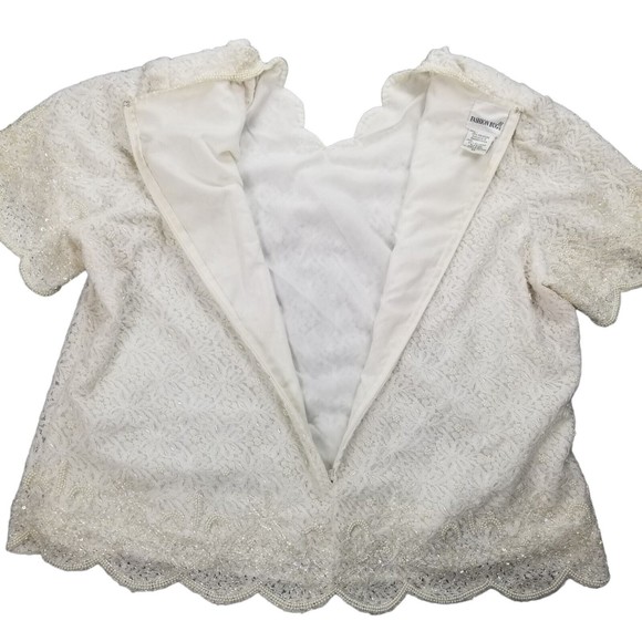 Fashion Bug White Beaded Formal Top Sz 24 (2X/3X) Wedding Party Mother of Bride - Picture 7 of 16
